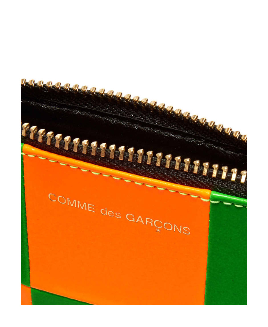 Comme Des Garçons Check Card Clip Wallet In Green