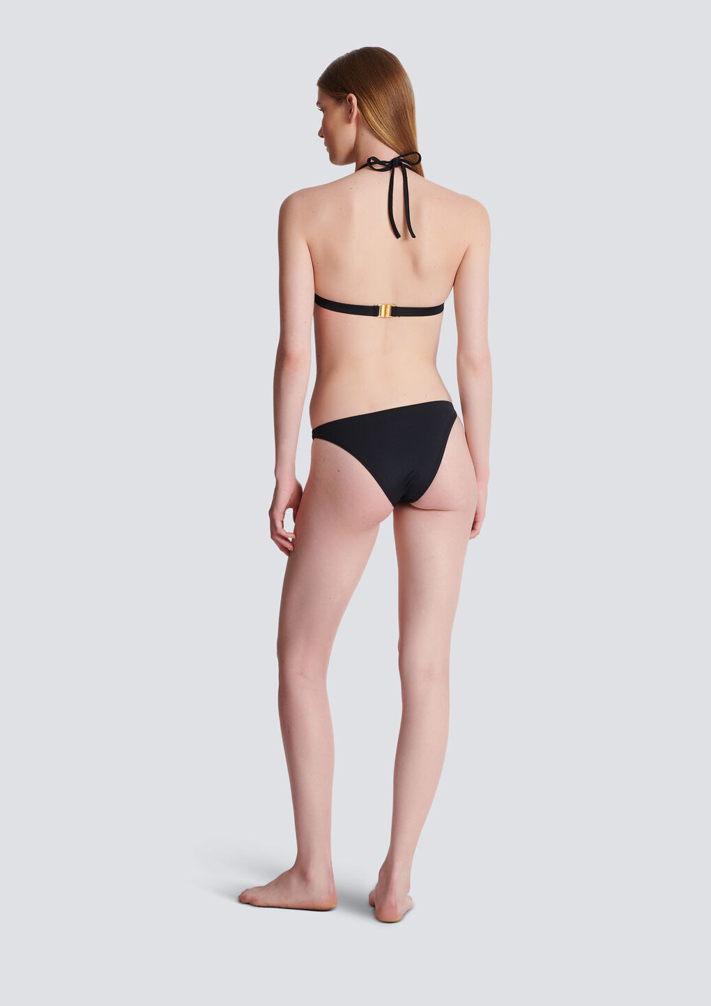 Balmain Logo-print Triangle Bikini Set In Black
