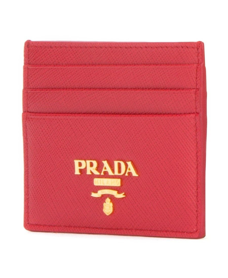 Prada Compact Front Logo Cardholder In Red