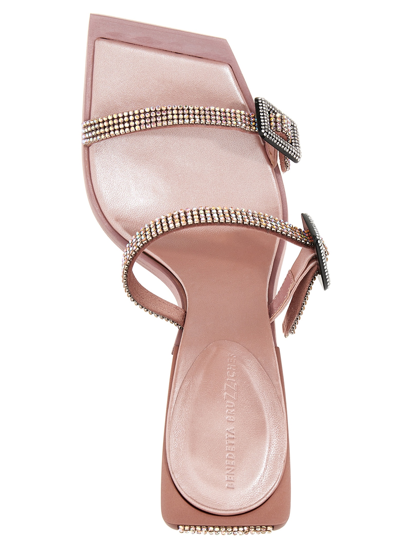 Benedetta Bruzziches Jeweled Straps Square Toe Sandals In Nude