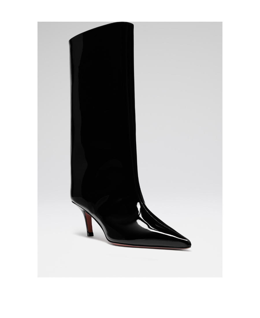 Amina Muaddi Pointed Middle Boot In Black