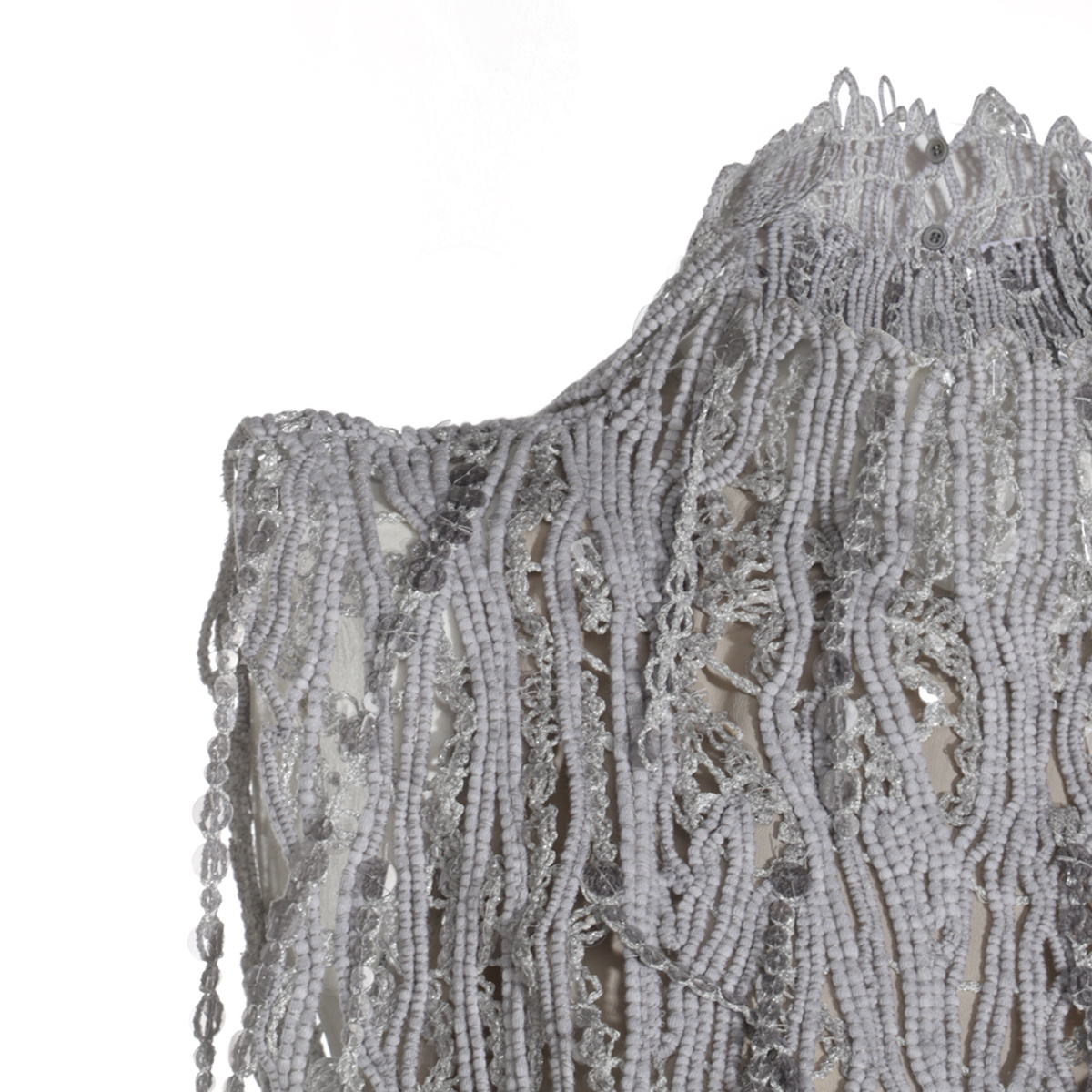 Brunello Cucinelli Fringe-detailed Sleeveless Top In Gray