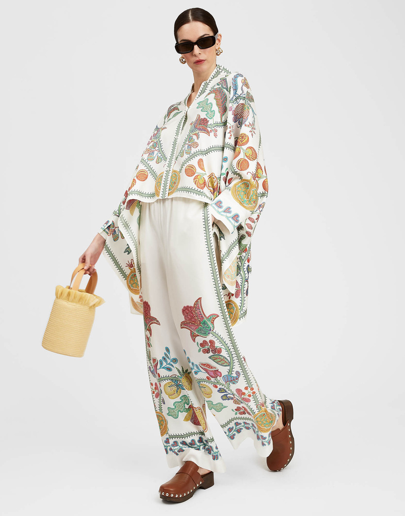 La Doublej Graphic Printed Wide Leg Pants In Multi