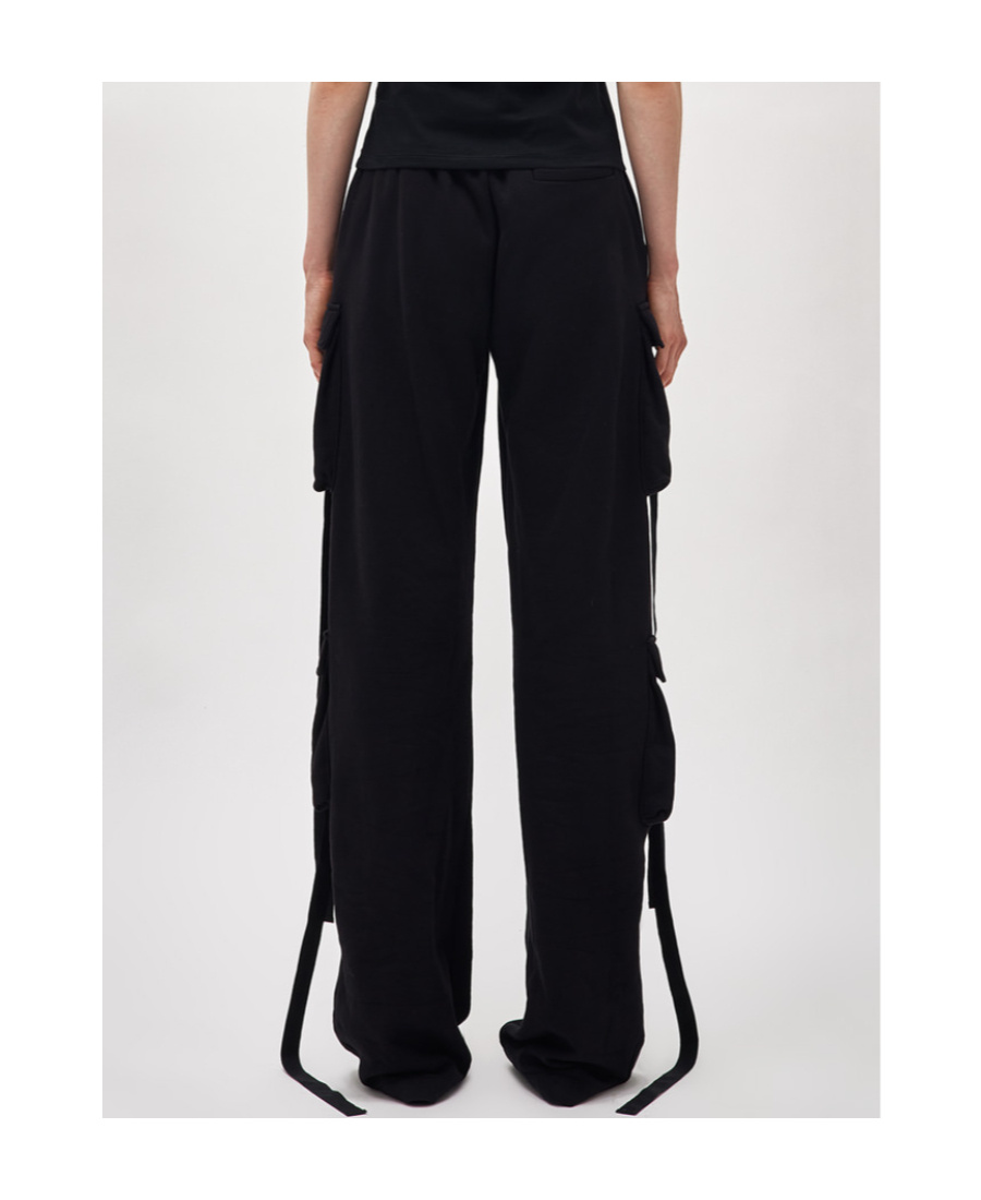Blumarine Straight-leg Cotton Cargo Trousers In Black