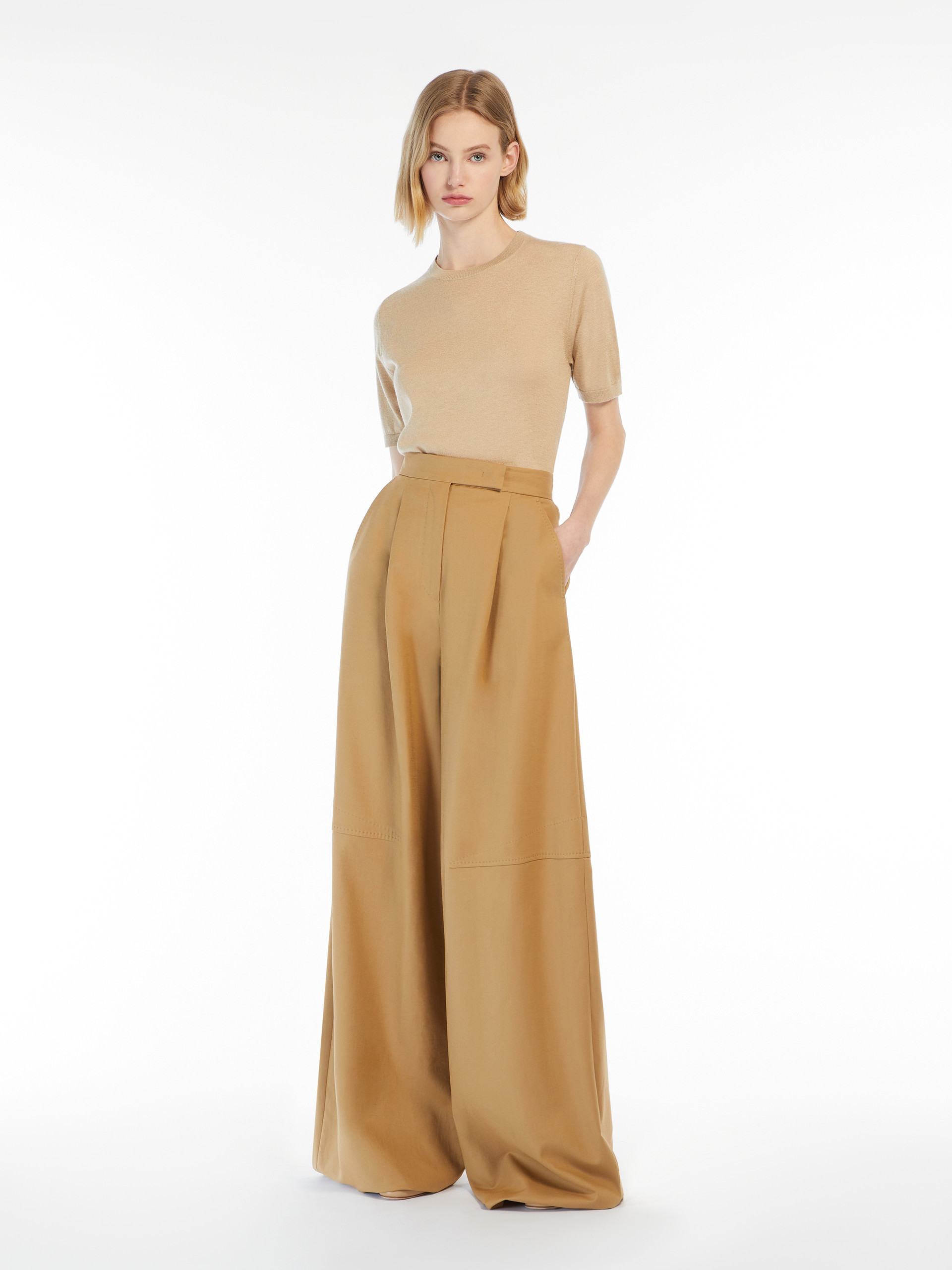 Max Mara Silk Interlock T-shirt In Nude