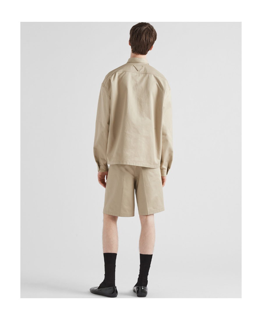 Prada Twill-weave Overshirt In Brown