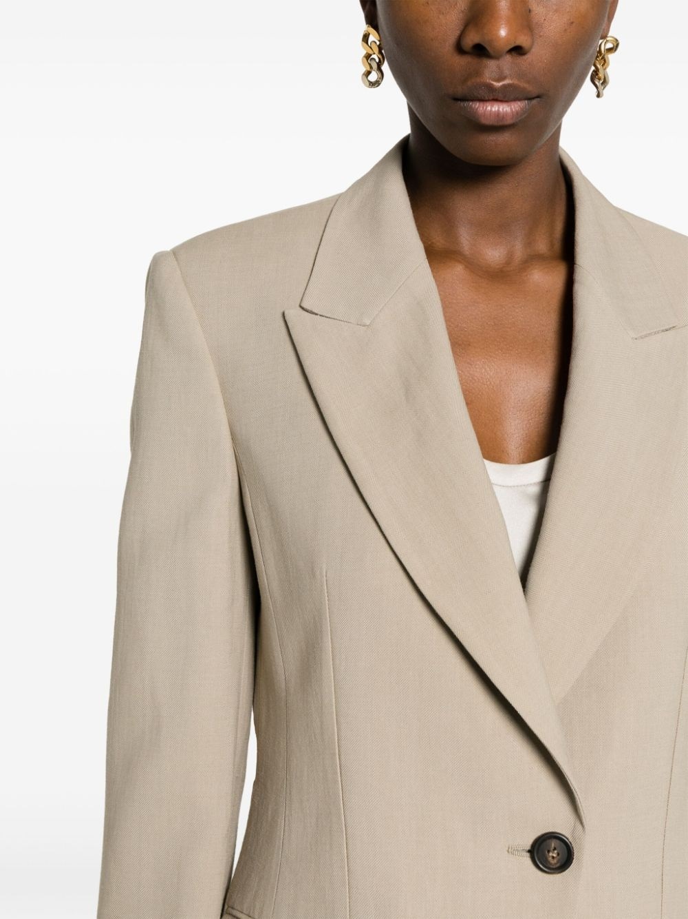 Brunello Cucinelli Peak-lapels Knitted Blazer In Nude