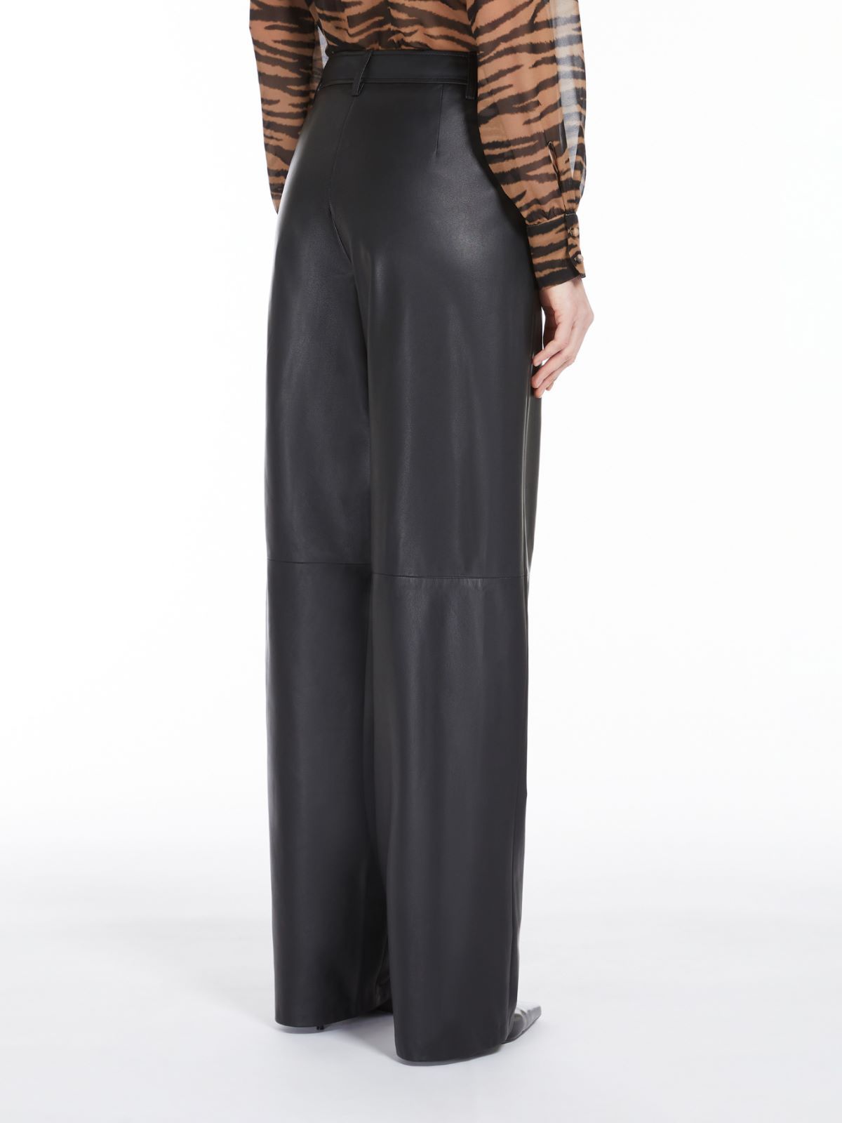 Max Mara Women's Zante Leather Trouser Black | Size 46 | 2426436012600001 In Black
