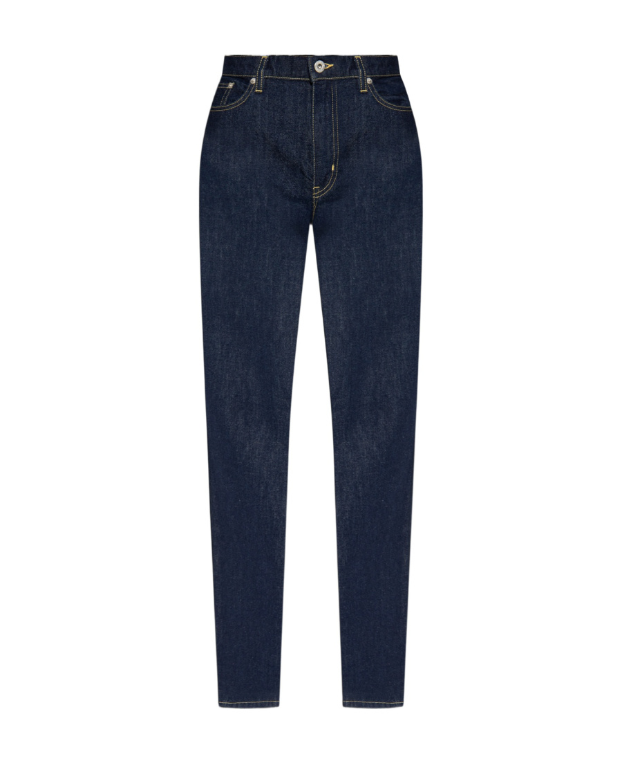 Kenzo Logo-patch High-waisted Jeans In Black
