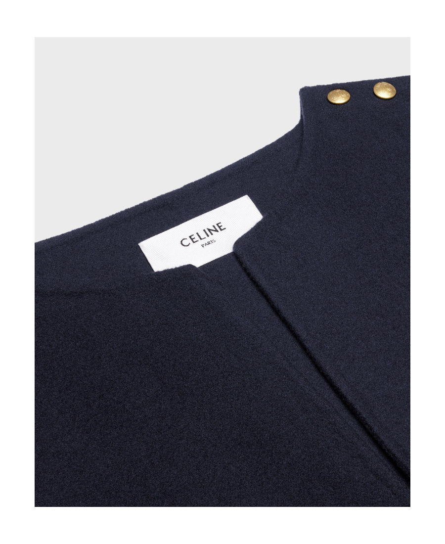 Celine Knitted Tweed Open-necked Blouse In Black