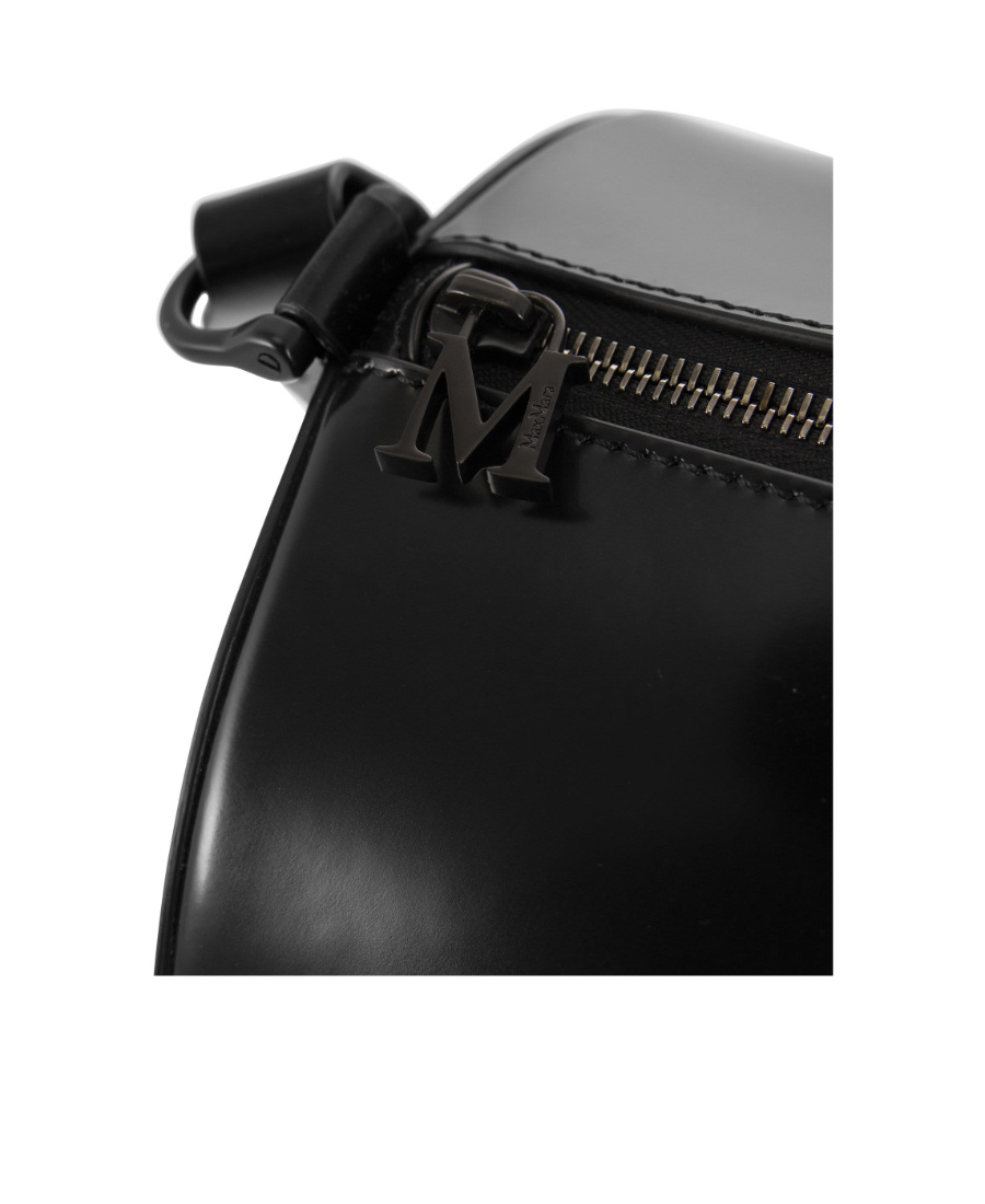 Max Mara Black Leather Brushedrolll Handbag In Black
