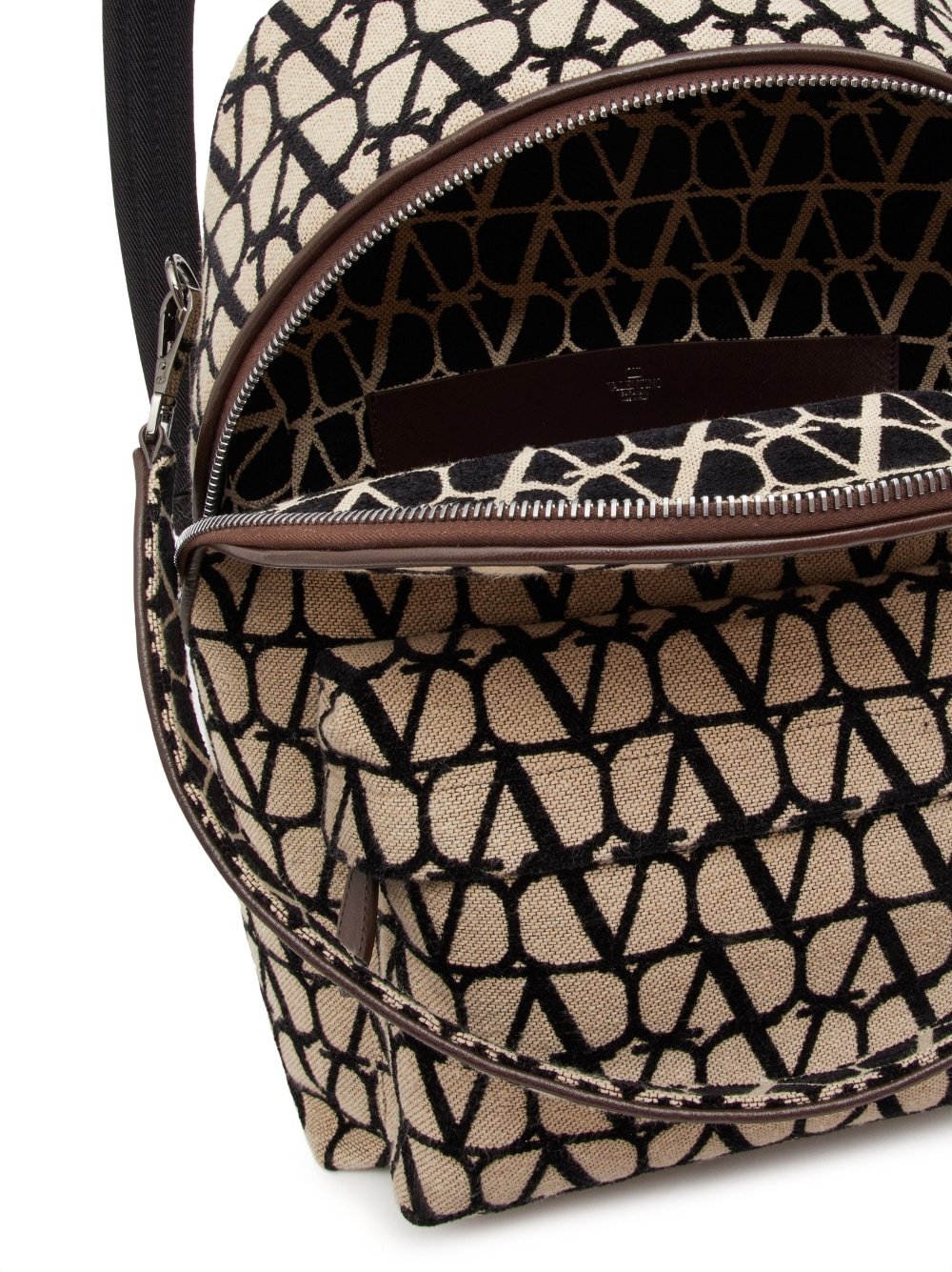 Valentino Toile Iconographe Backpack With Leather Detailing In Black