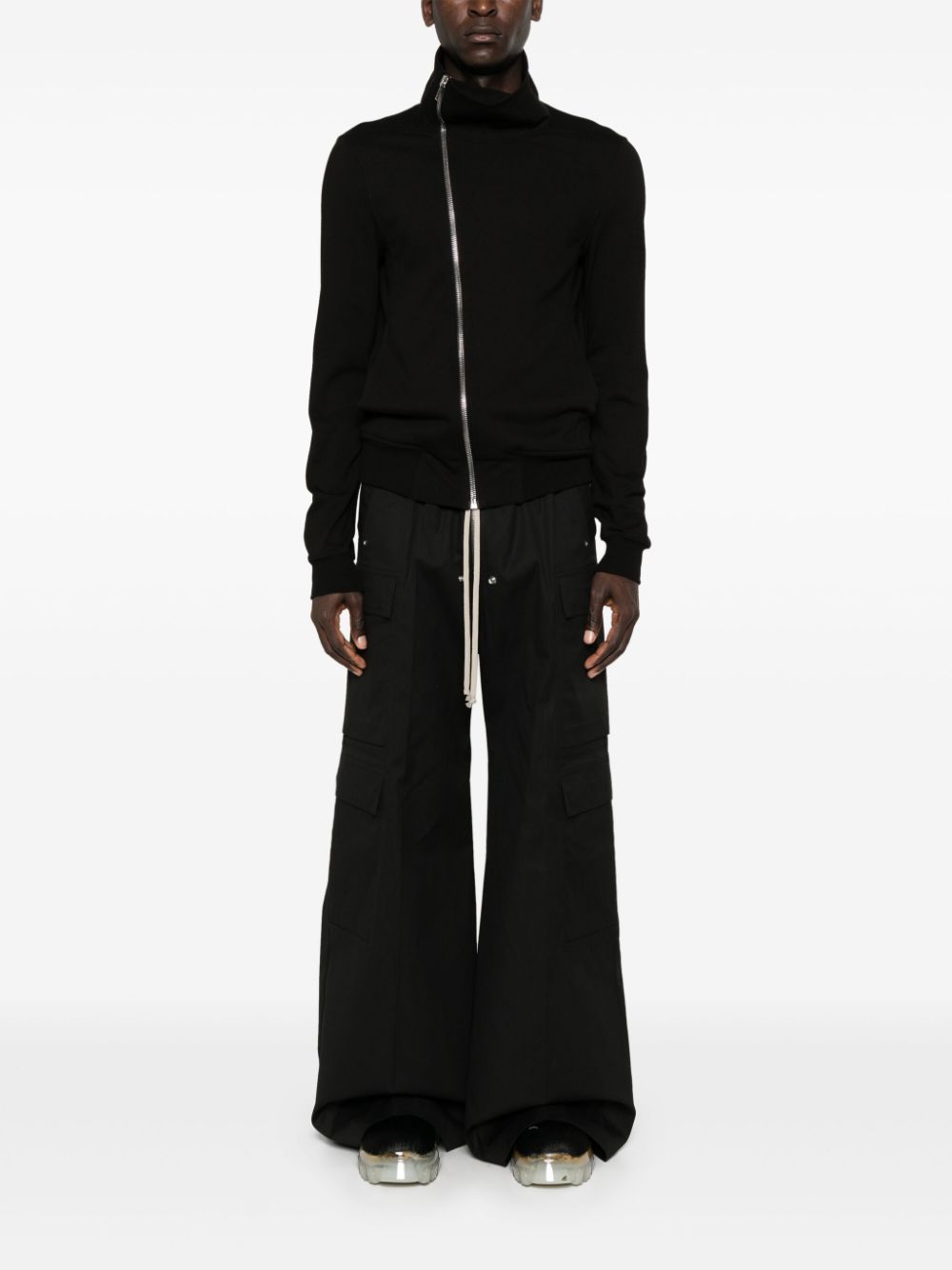 Rick Owens Bauhaus Organic Cotton Zip-up Sweatshirt In Black