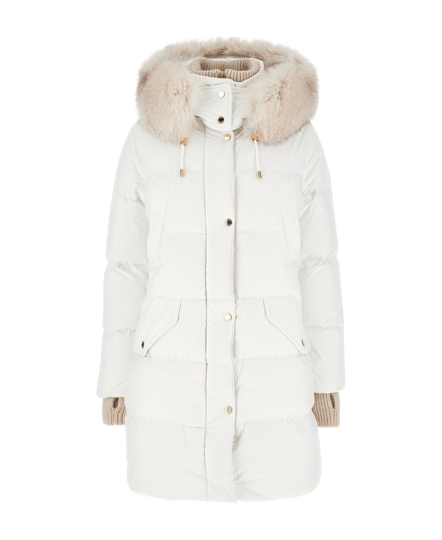 Moorer Long-sleeved Hooded Down Jacket In White
