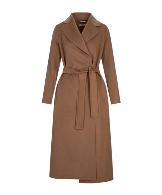 Max Mara Cles Belted Wool-blend Coat In Brown