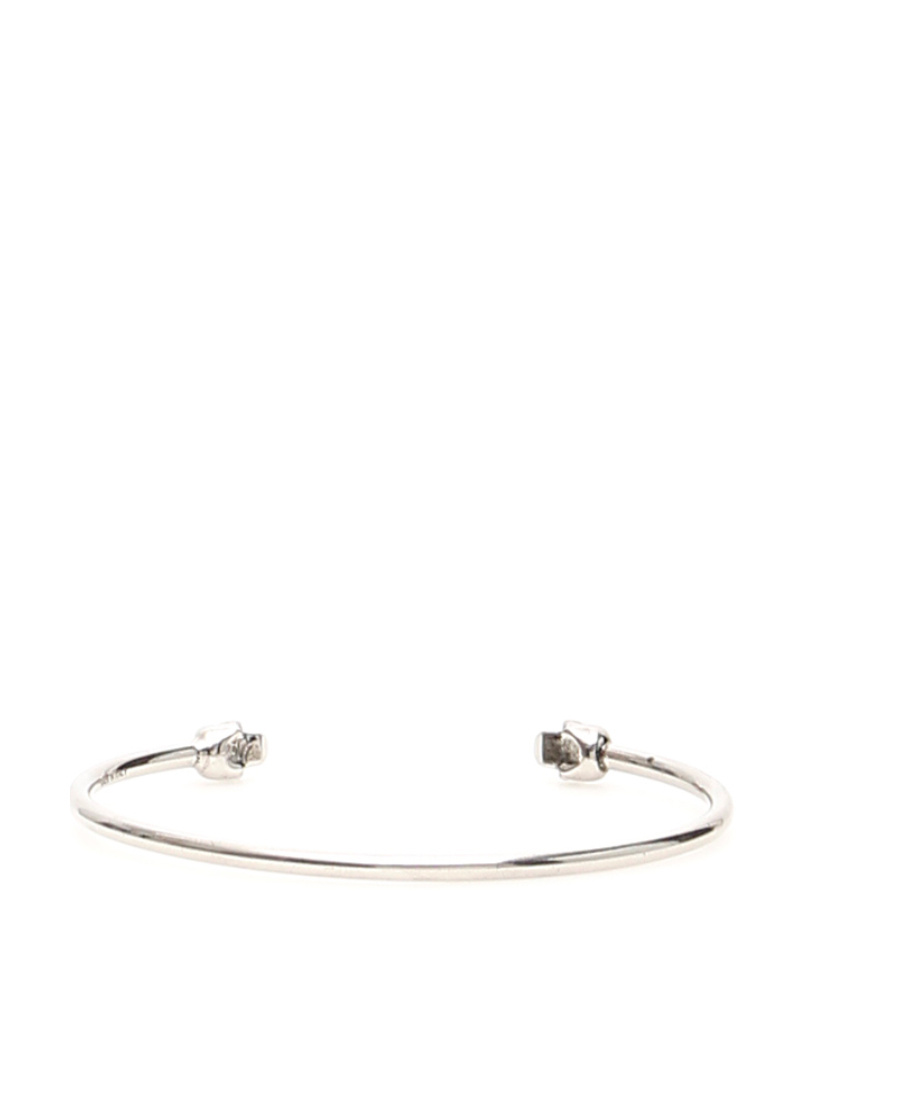 Alexander Mcqueen Silver-tone Metal Skull-embellished Cuff Bracelet In White