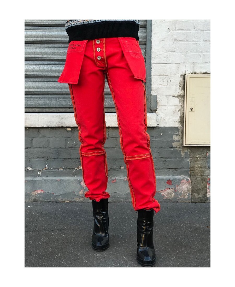 Ben Taverniti Unravel Project Logo Skinny Jeans In Red