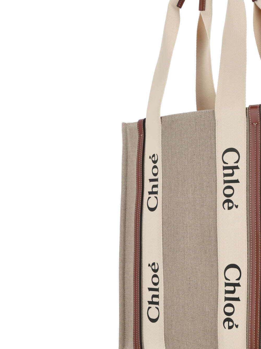 Chloé Woody Tote Bag In Nude