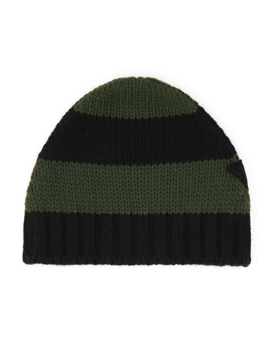 Prada Green Black Striped Beanie Hat
