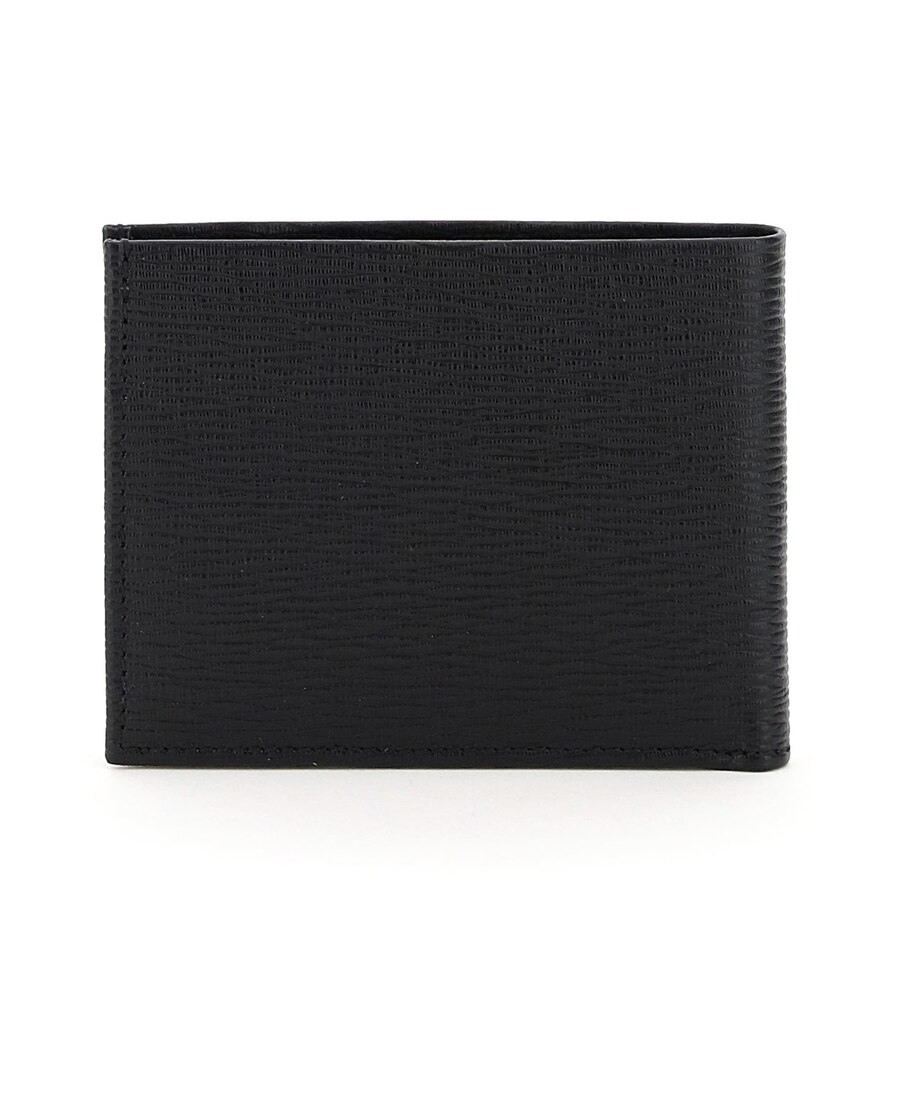 Ferragamo Gancini Bi-fold Leather Wallet In Black