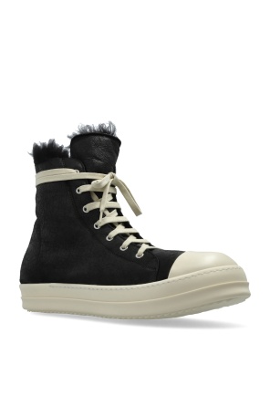 Rick Owens Shearling-lined Lace-up Sneakers In Black