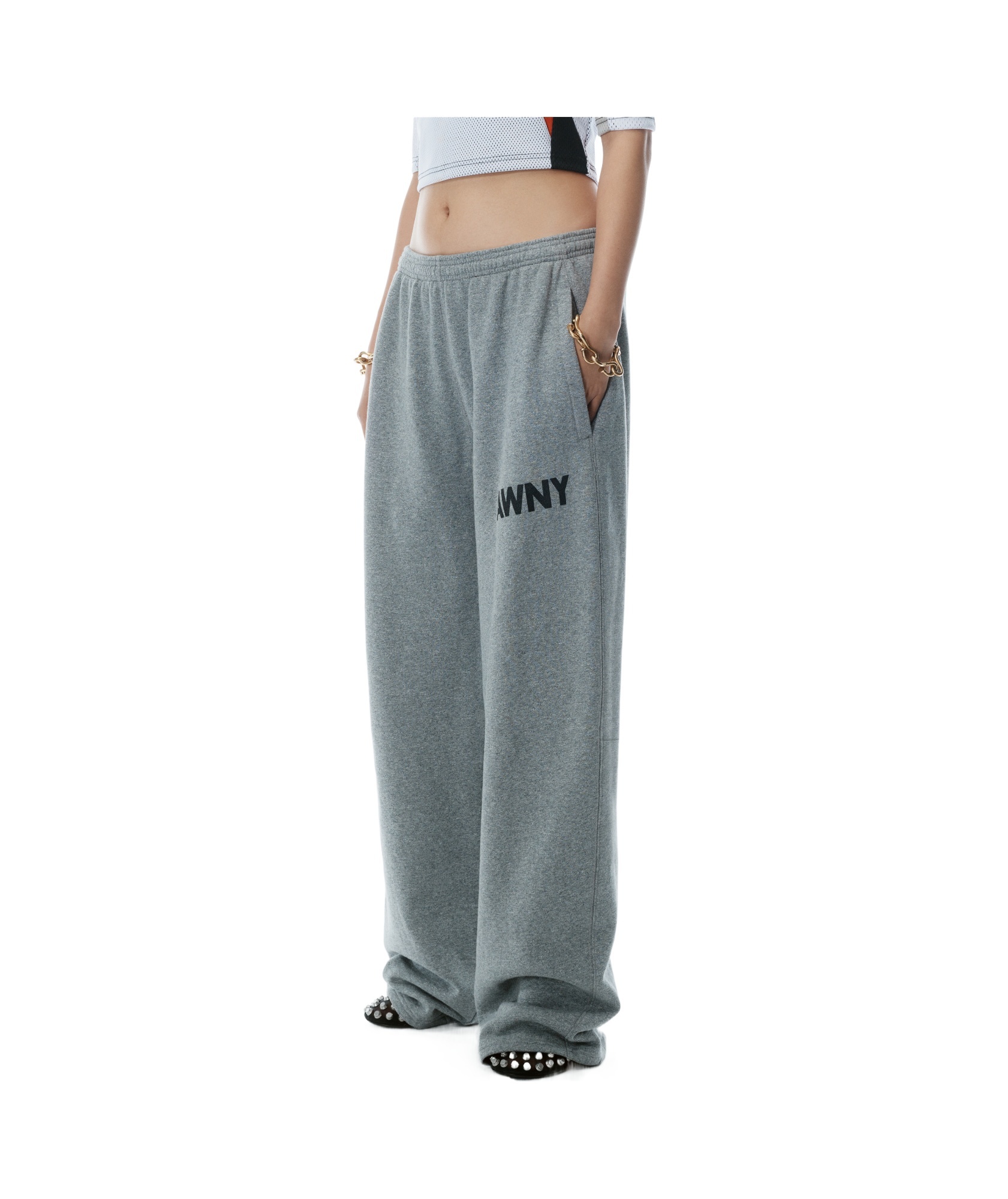 Alexander Wang T Logo-detailed Oversize Sweatpants In Grey
