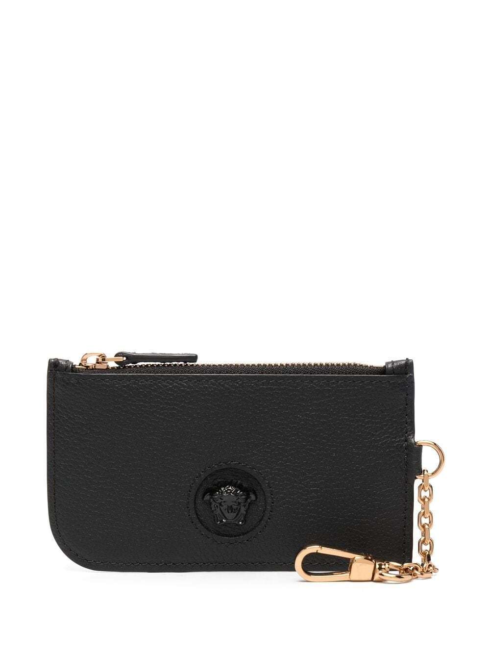 Shop Versace Medusa Head Leather Wallet In Black