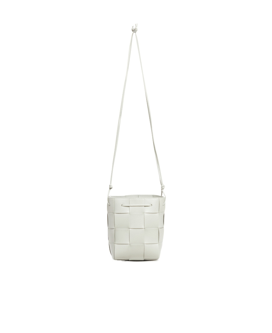 Bottega Veneta Small Cassette Woven Bucket Shoulder Bag In Gray