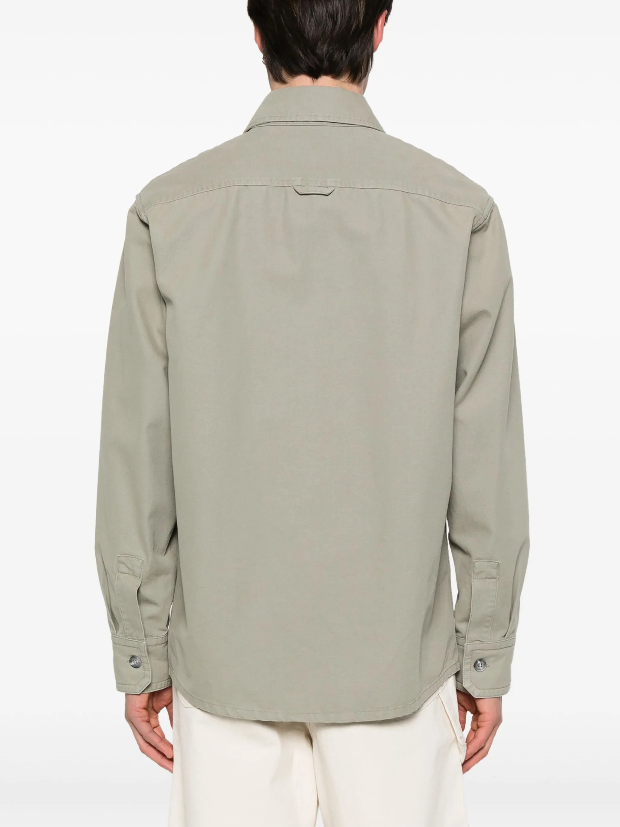 Apc A.p.c. Surchemise Basile Brodee Poitrine In Gray-green