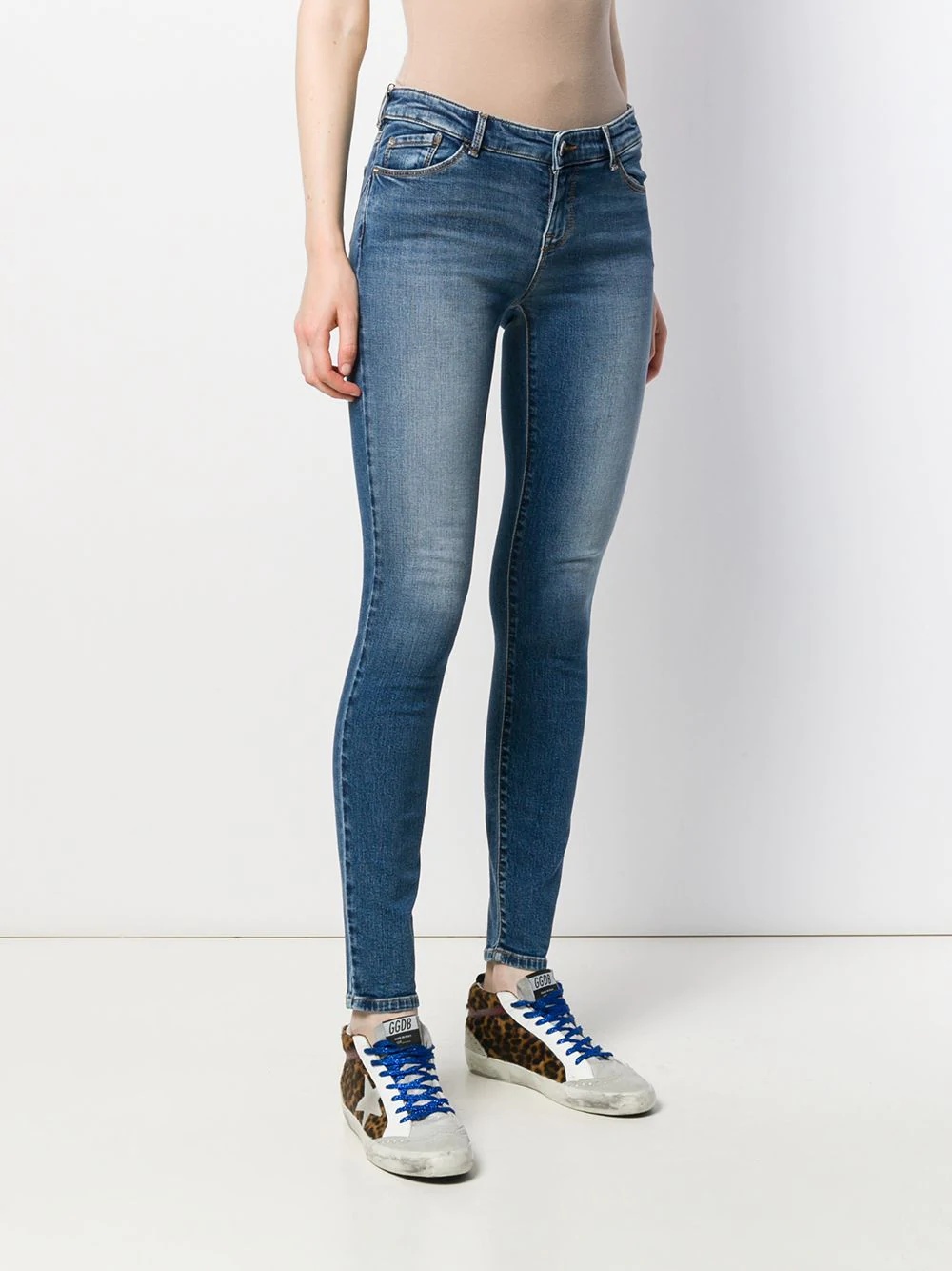 Emporio Armani Logo Slim Jeans In Blue