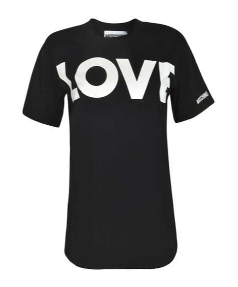 Moschino Love Printed Crewneck T-shirt In Black