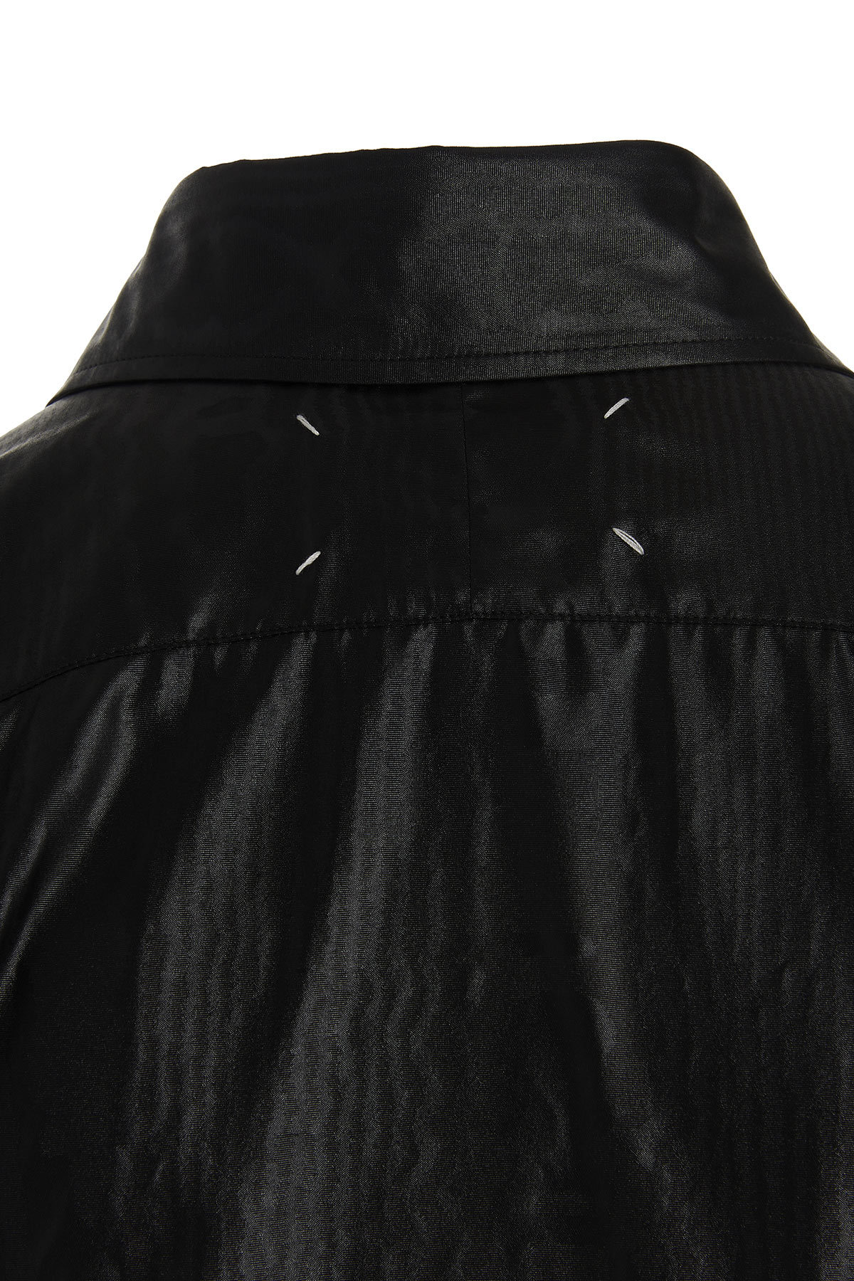 Maison Margiela Longline Faux-leather Shirt In Black