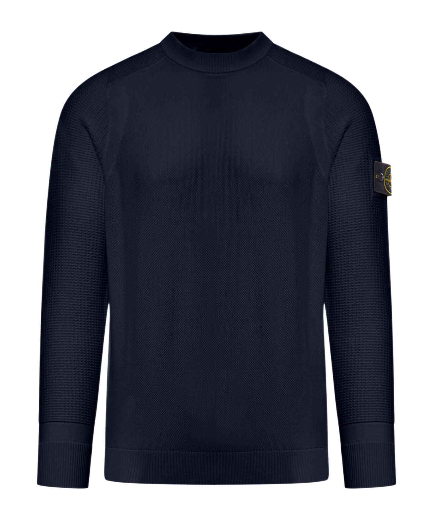 Stone Island Cotton Sweatshirt With Logo Embroidery On The Left Sleeve In Blue