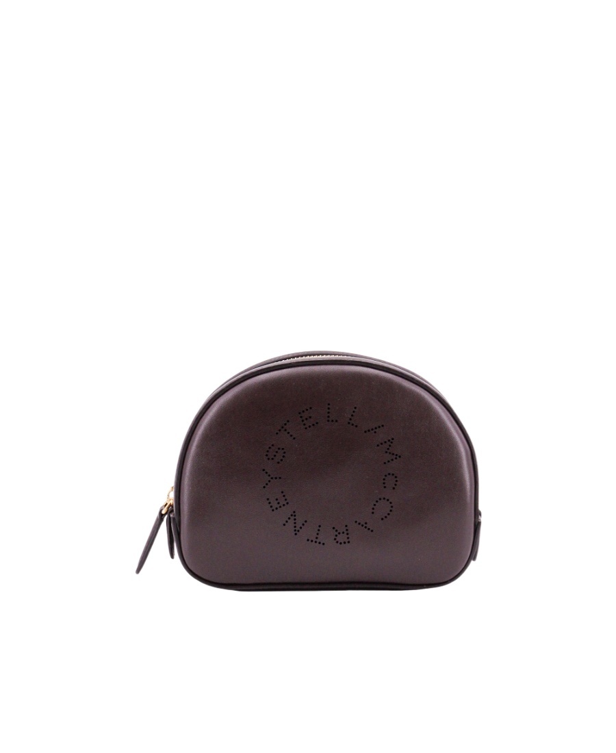 Stella Mccartney Cut Out-logo Zip-up Makeup Bag In Gray