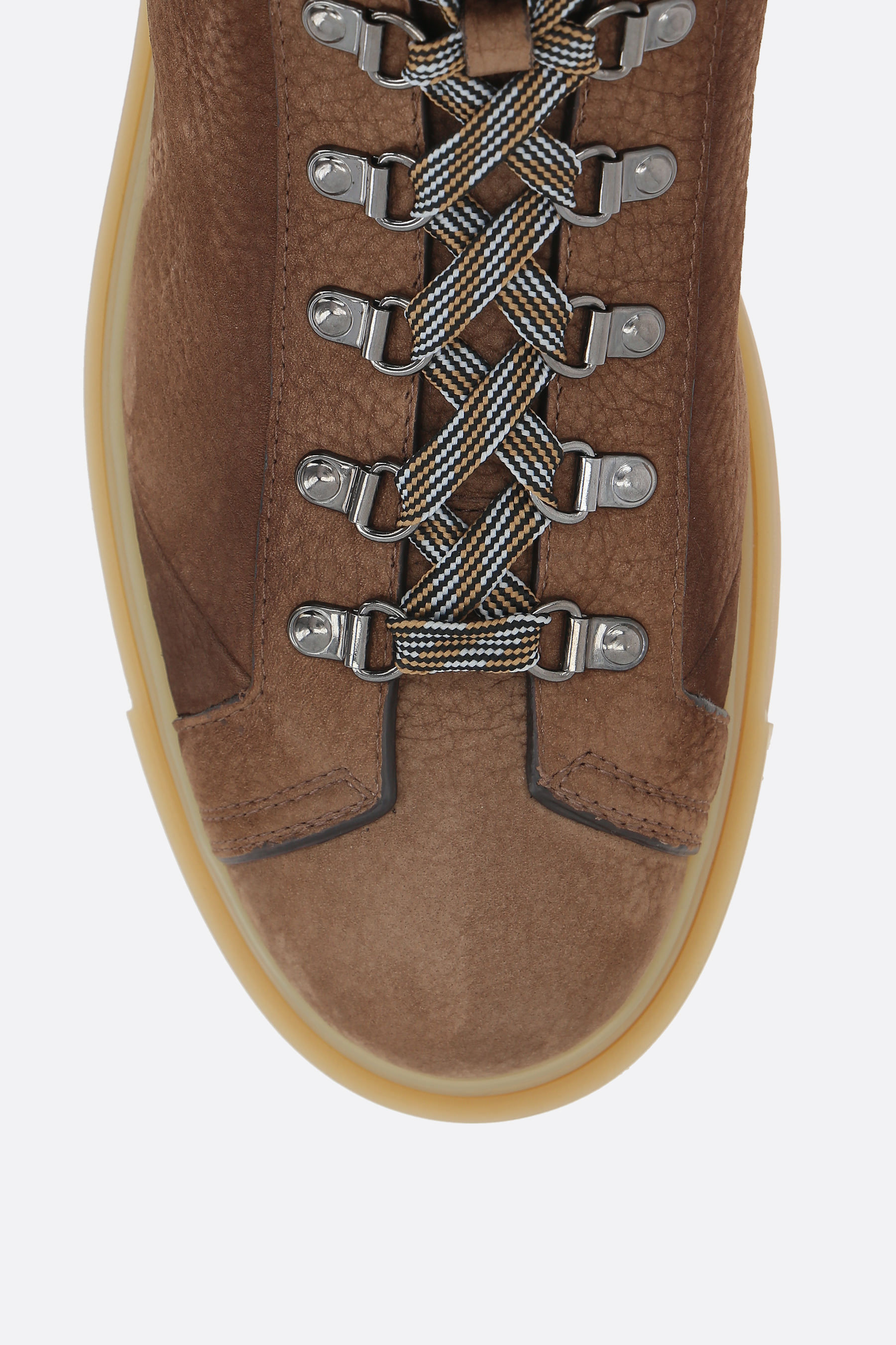 Santoni Lace-up Leather Ankle Boots In Brown