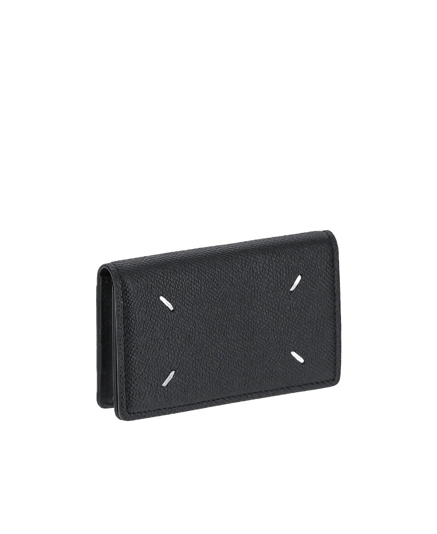 Maison Margiela Signature Stitch Leather Wallet In Black