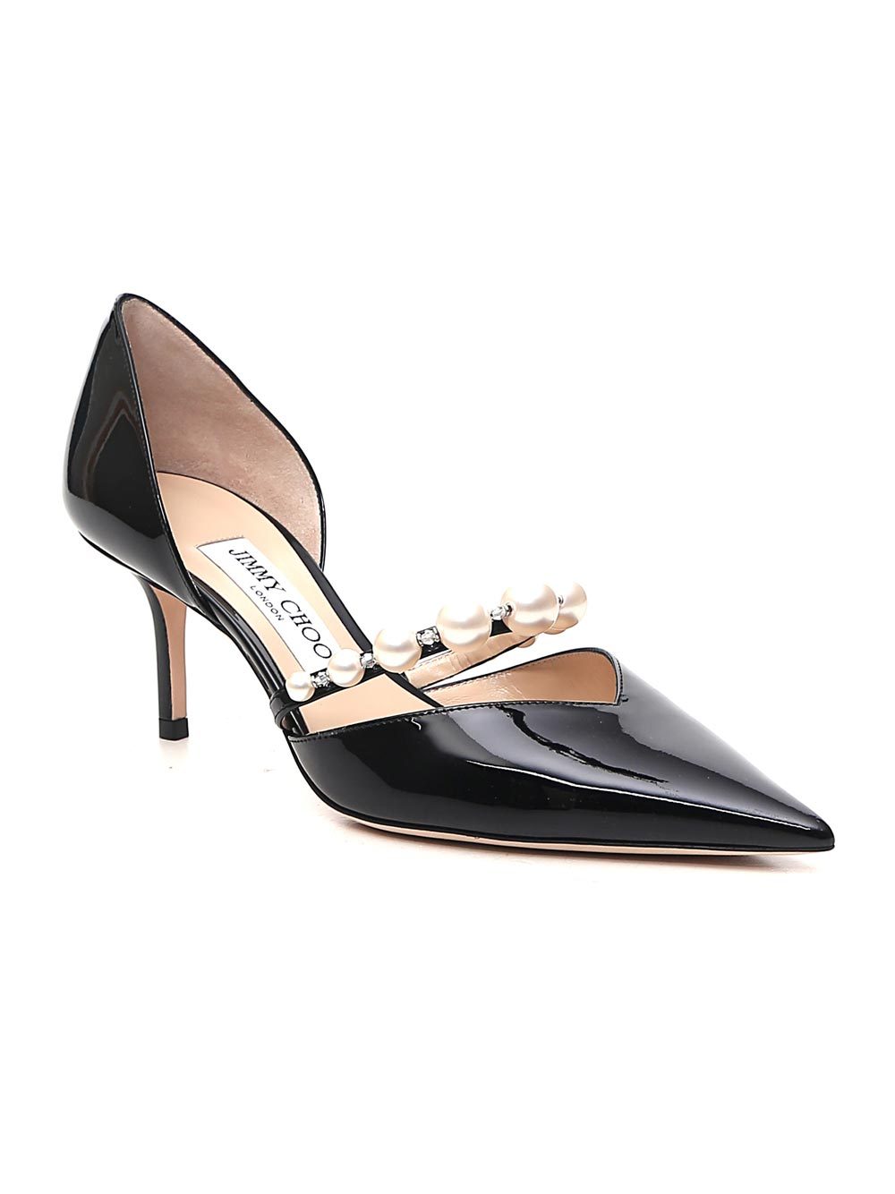 Jimmy Choo Aurelie 65 Patent Leather Pumps With Applied Pearls In Black