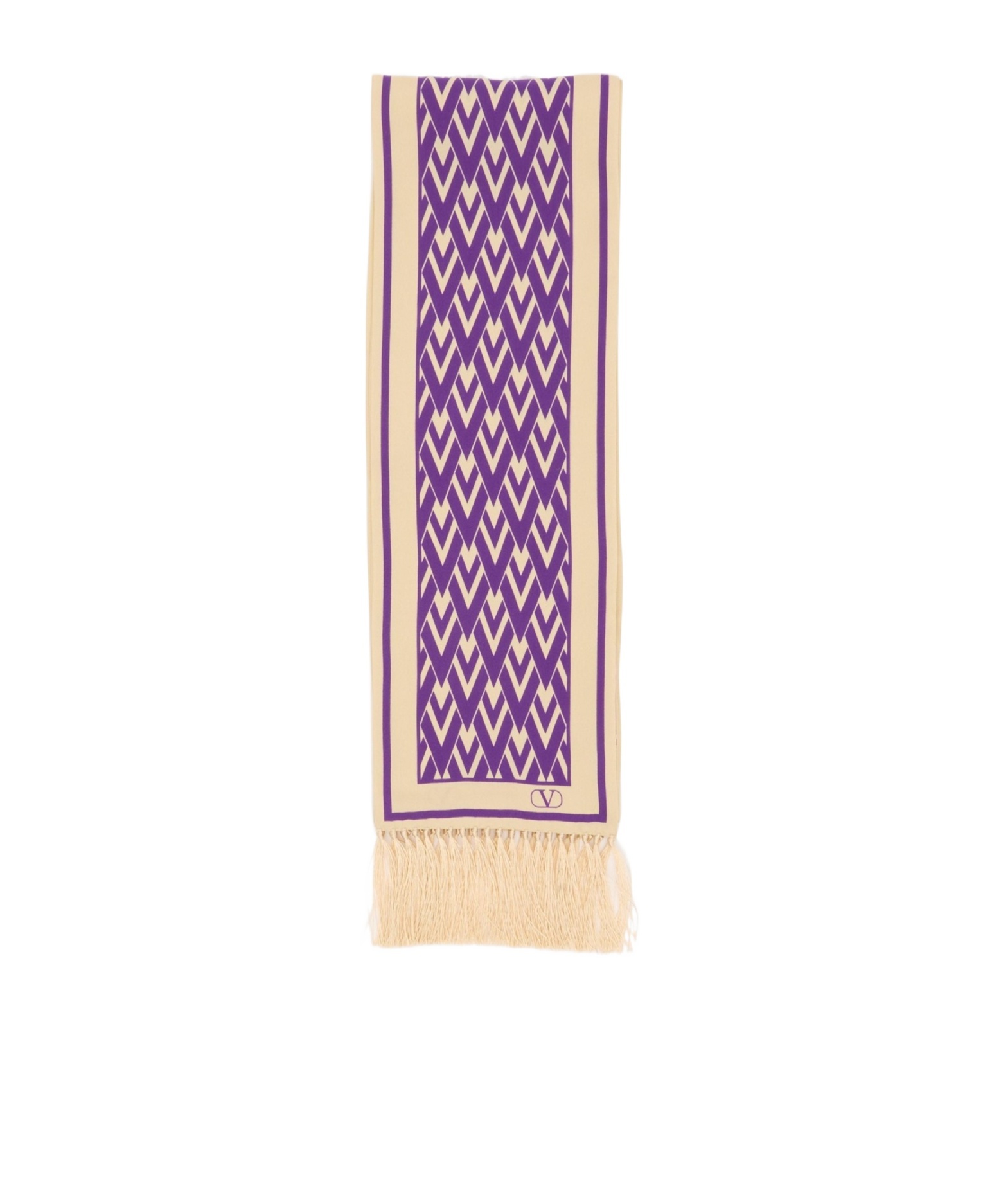 Valentino Fringed Silk Scarf In Nude
