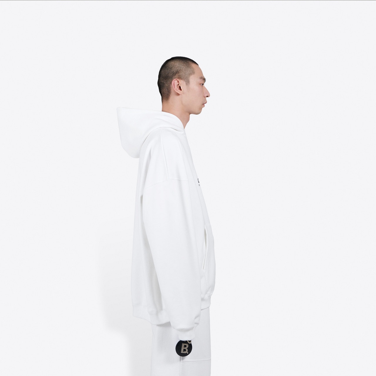 Balenciaga Printed Hooded Sweater In White
