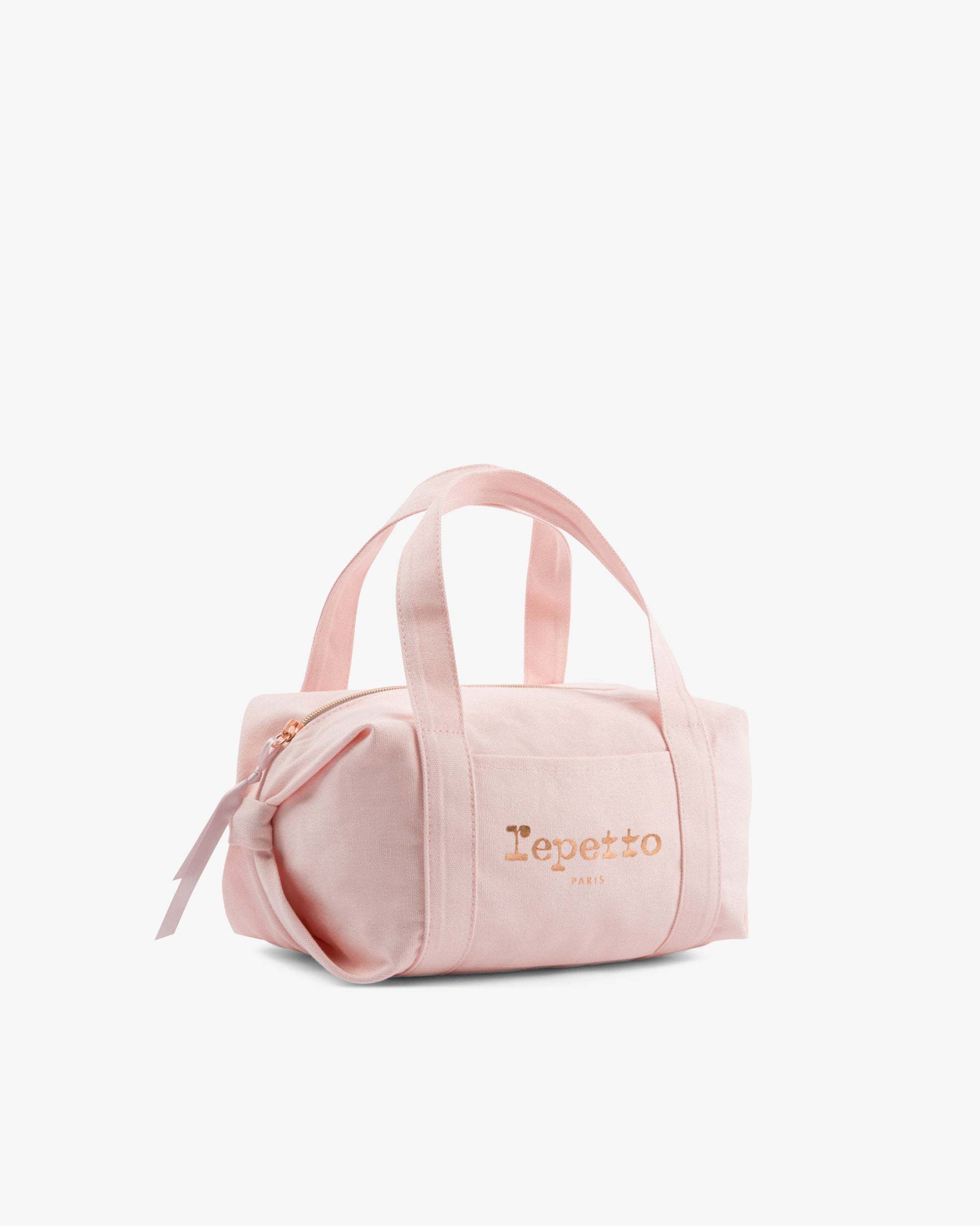 Repetto Small Cotton Duffle Bag With Logo In Pink