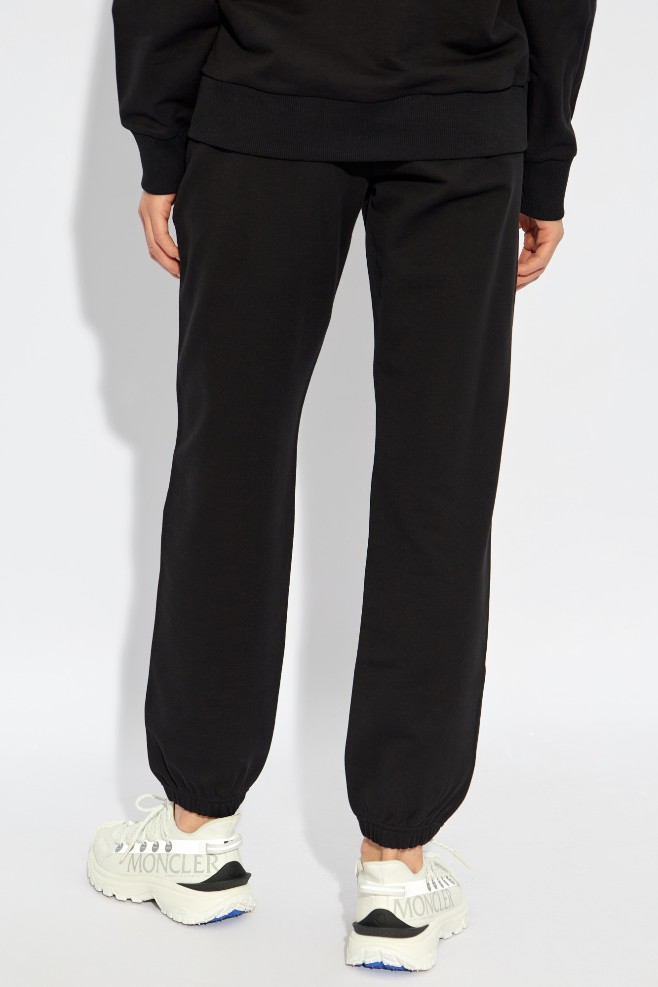 Shop Moncler Logo-patch Cotton Track Pants In Black
