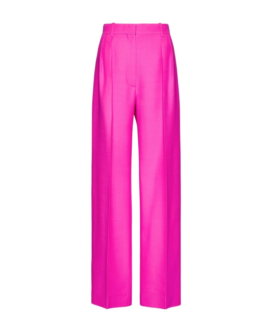 Valentino Crepe Couture Wide-leg Trousers In Pink