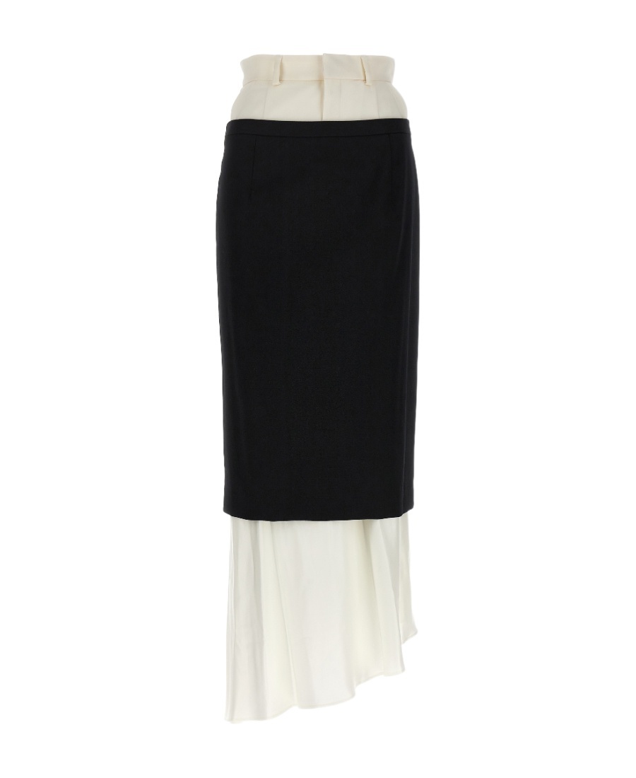 Shop Mm6 Maison Margiela Layered Midi Skirt In Black