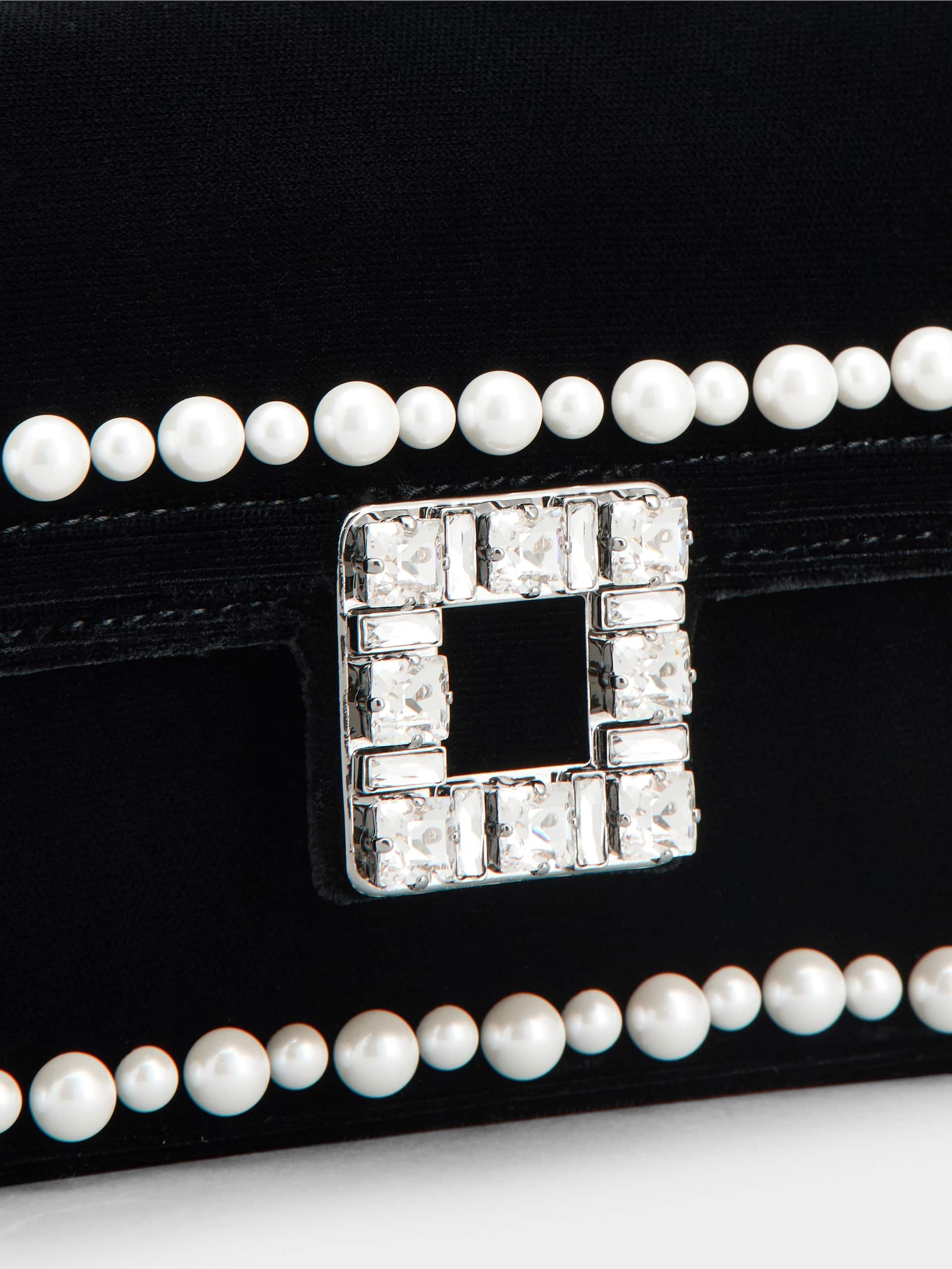 Roger Vivier Viv Jeu De Fille Embellished Velvet Bag In Black