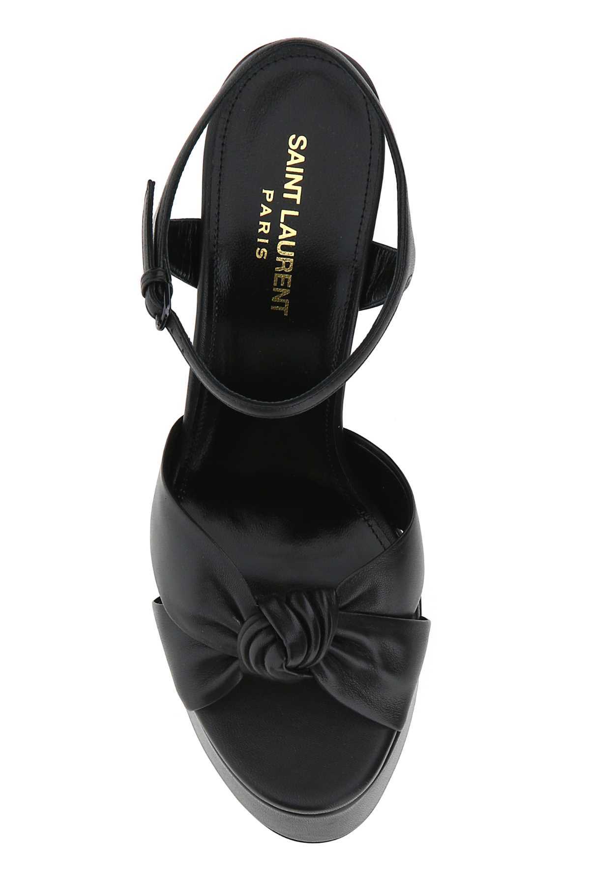 Saint Laurent Knot Detail 145mm Platform Sandals In Black