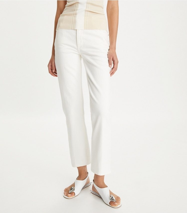 TORY BURCH WHITE FLARE DENIM JEANS