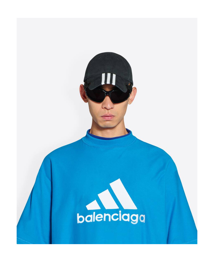 Balenciaga X Adidas Striped Baseball Cap In Black