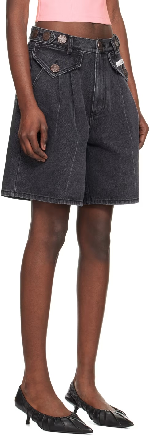 Kimhēkim Black Two Pocket Denim Shorts In Black