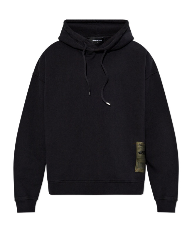 Dsquared2 Logo-patch Hoodie In Black