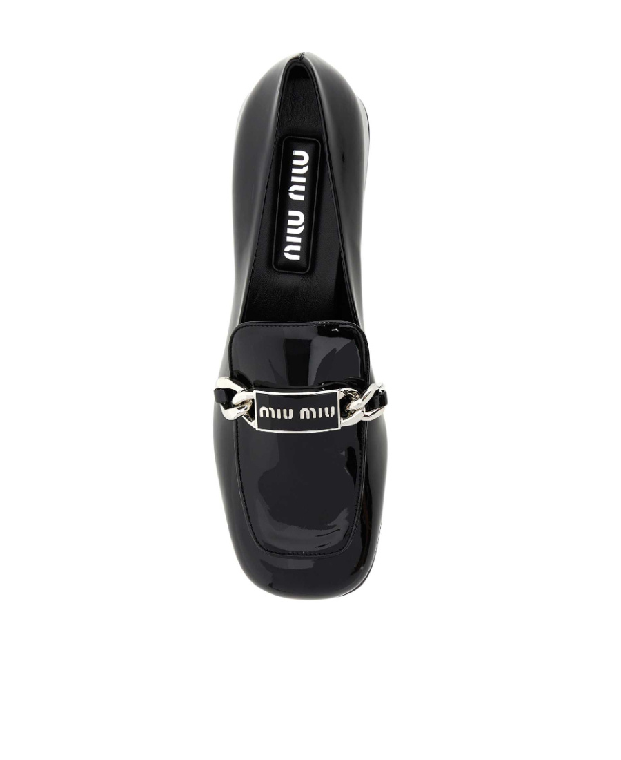 Miu Miu Square Head Loafer Shoes In Black